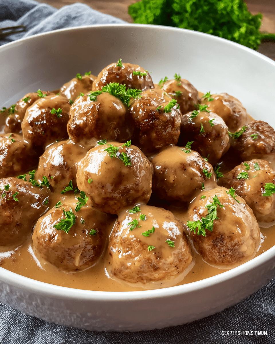 Slow Cooker Brown Gravy Meatballs