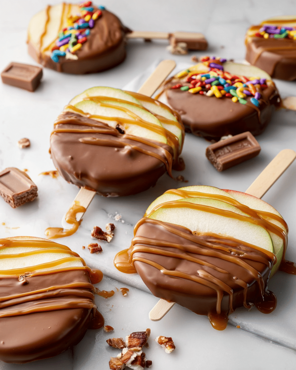 Chocolate-Covered Caramel Apple Slices