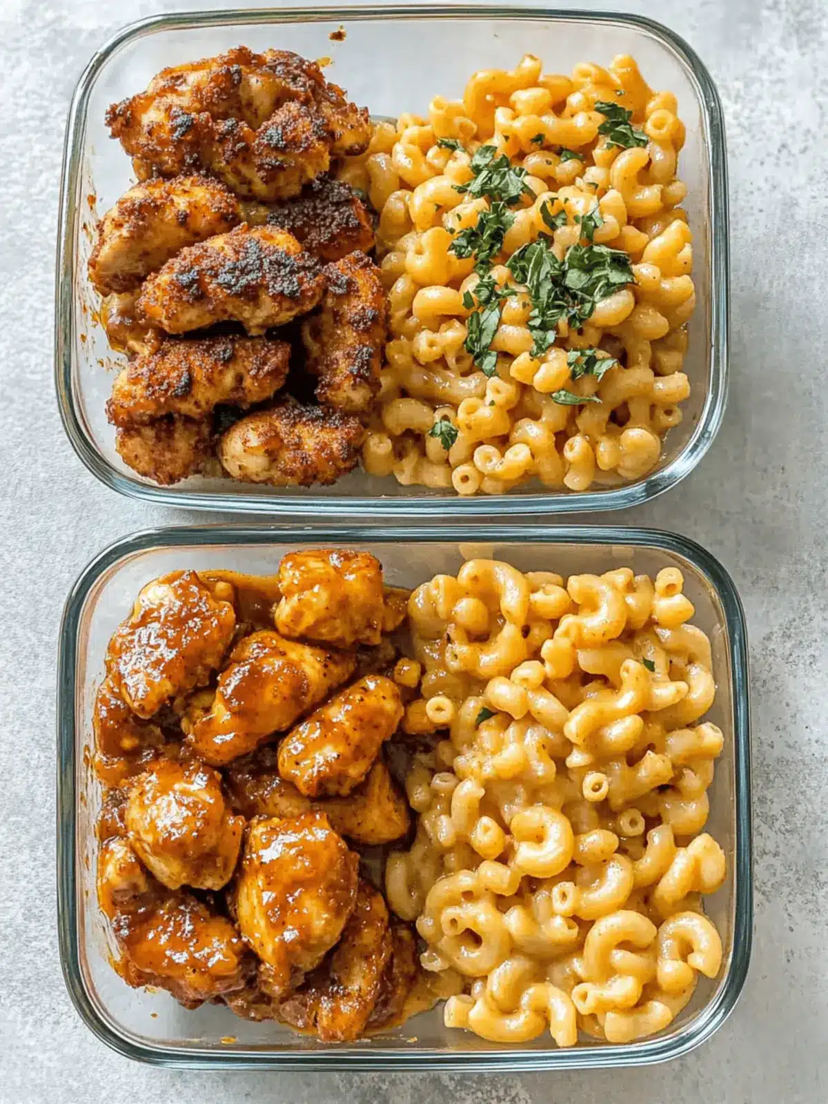 High Protein Honey Garlic Butter Chicken with Mac & Cheese
