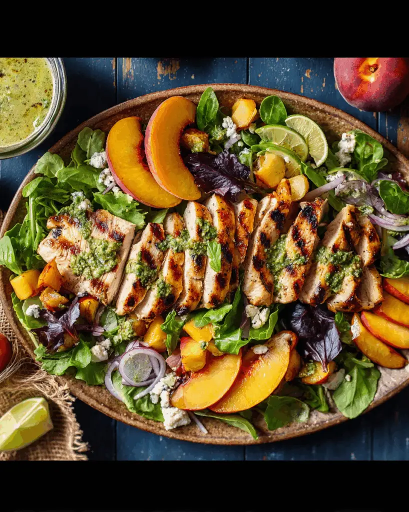 Grilled Chicken Peach Salad with Corn