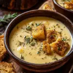 Hearty Cheddar Garlic Herb Potato Soup