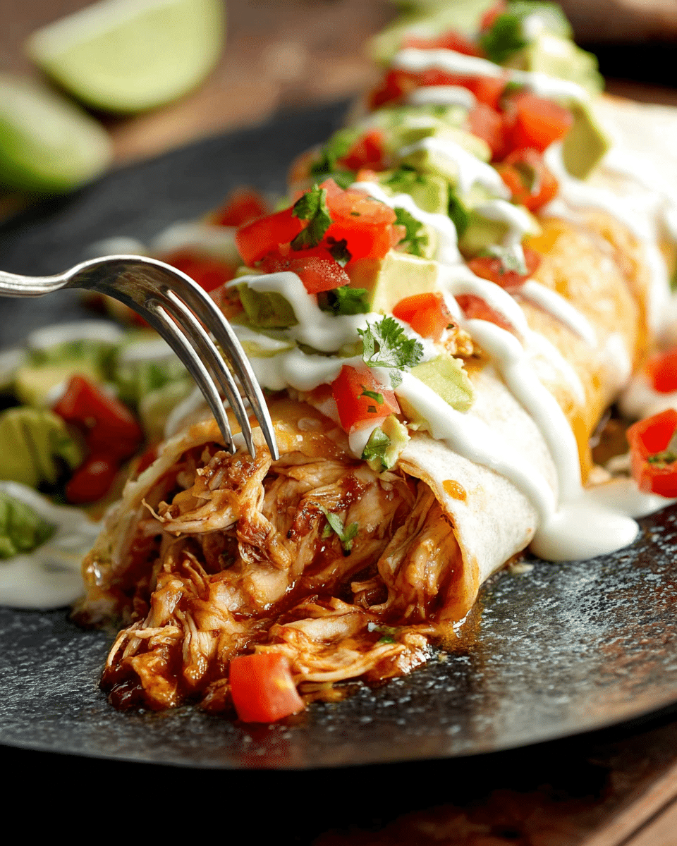 Smothered Baked Chicken Burritos
