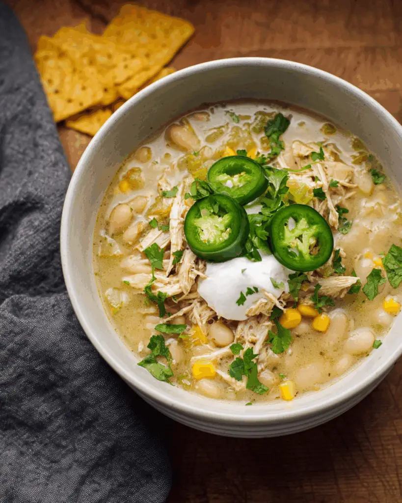 Healthy Crockpot White Chicken Chili
