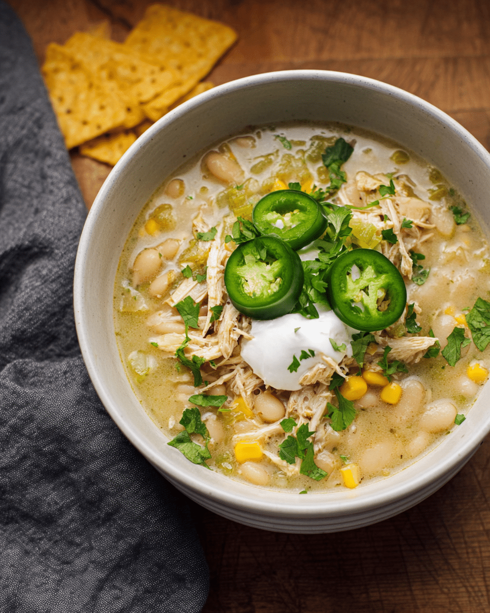 Healthy Crockpot White Chicken Chili