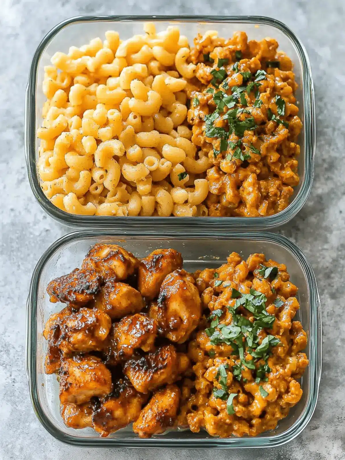 High Protein Honey Garlic Butter Chicken with Mac & Cheese