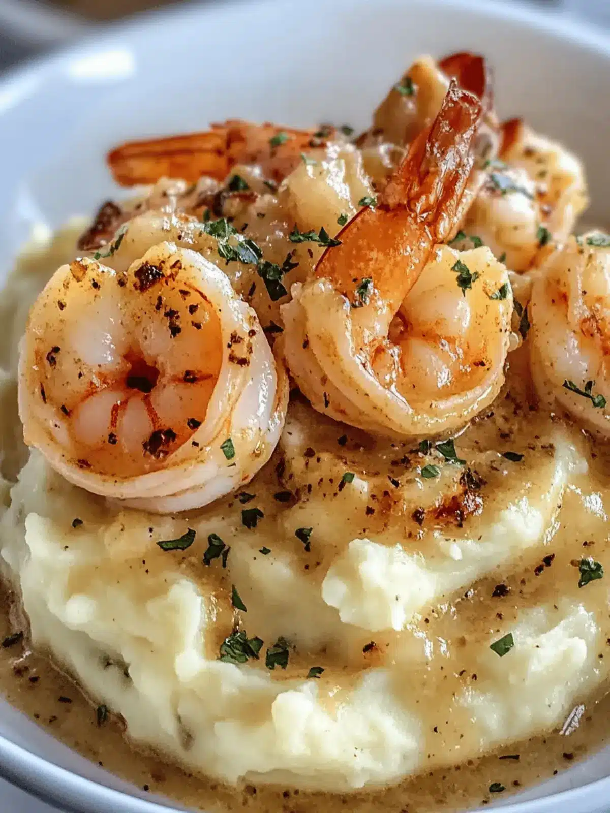 Creamy Garlic Shrimp Over Mashed Potatoes