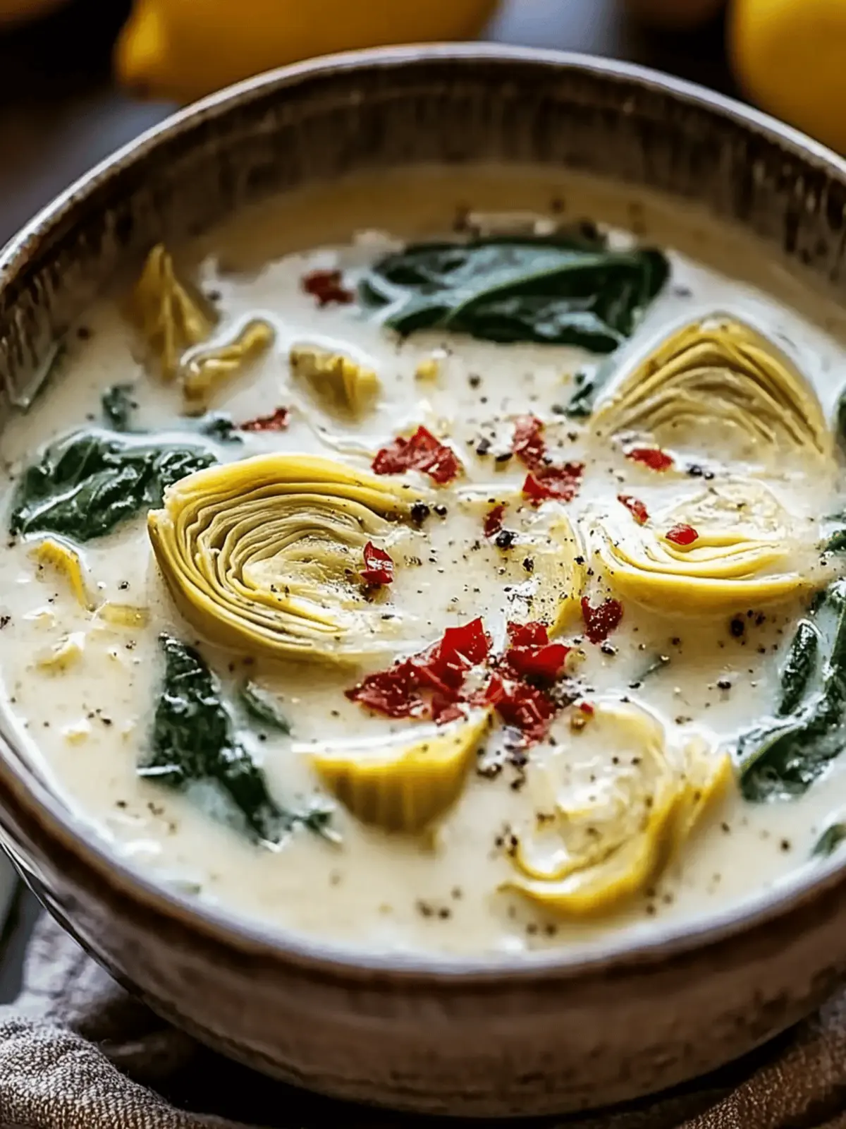 Lemony Tuscan Artichoke Soup