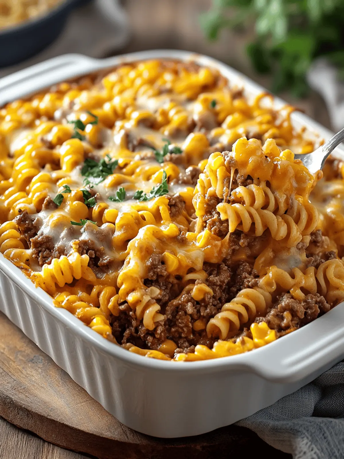 Loaded Cheddar Ranch Beef And Sweet Corn Rotini Bake
