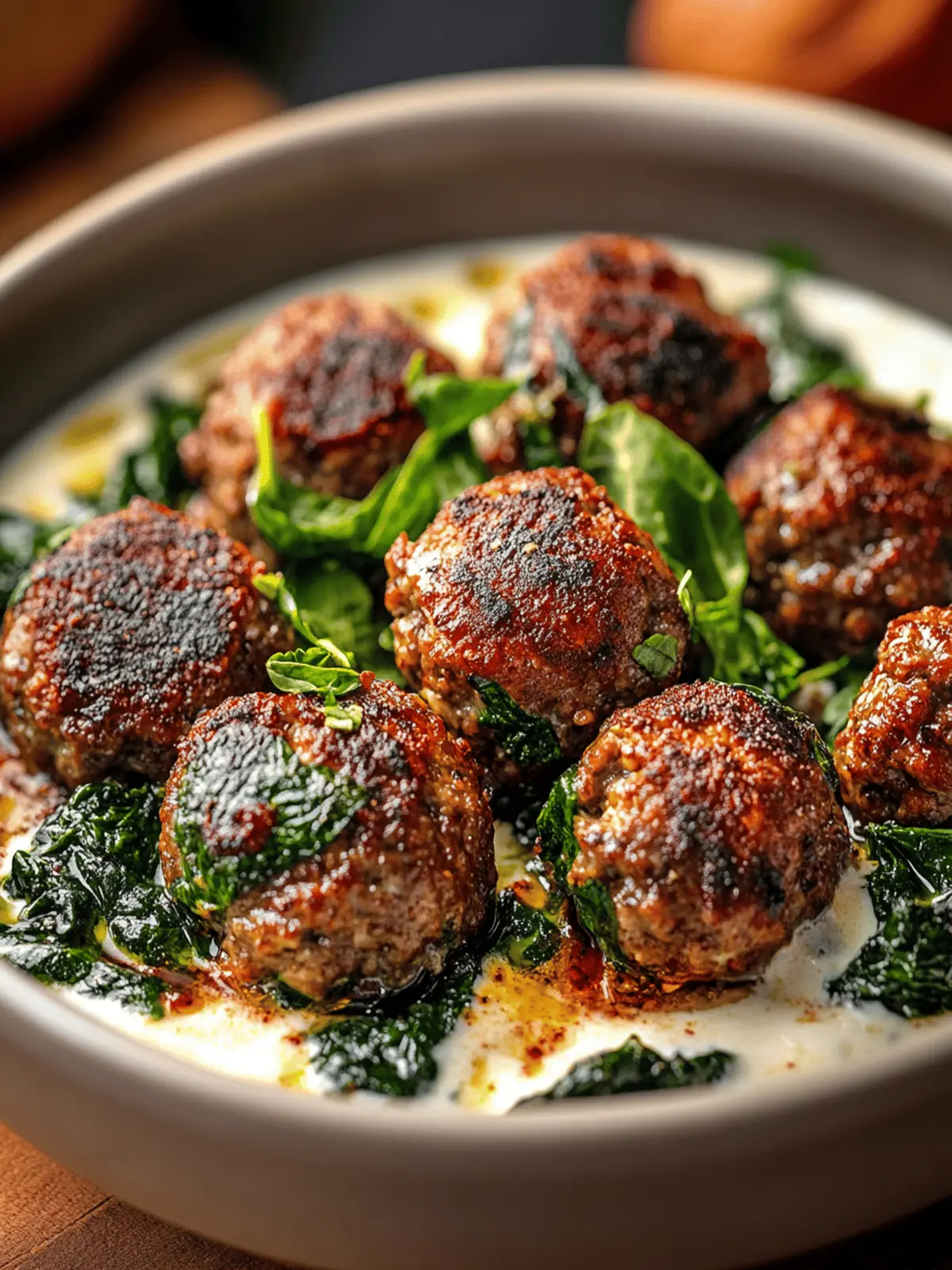 Spinach Garlic Meatballs With Mozzarella