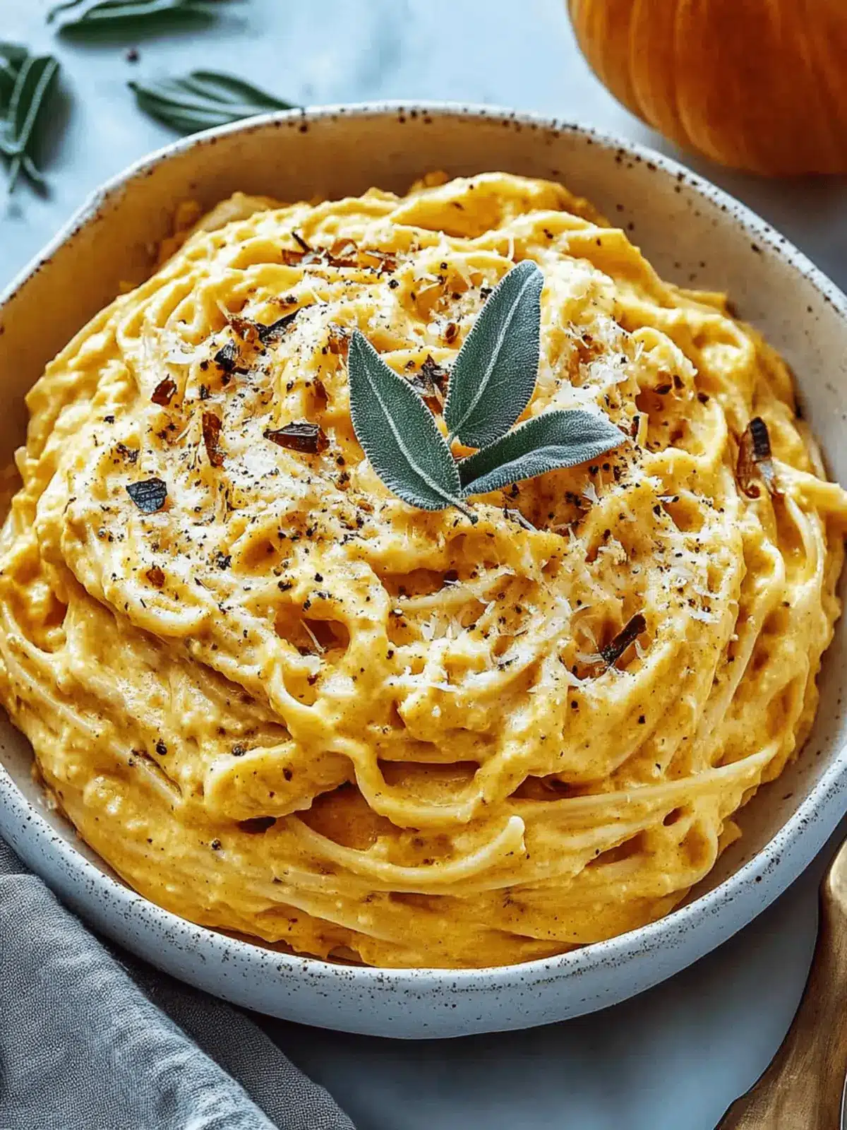 Pumpkin Cottage Cheese Pasta