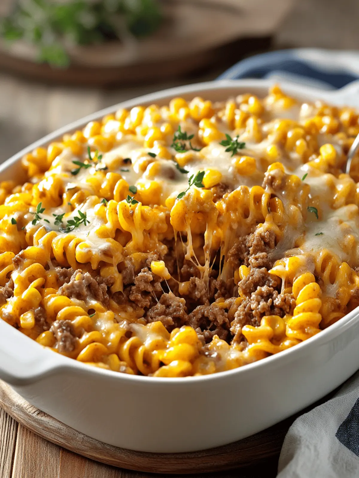 Loaded Cheddar Ranch Beef And Sweet Corn Rotini Bake