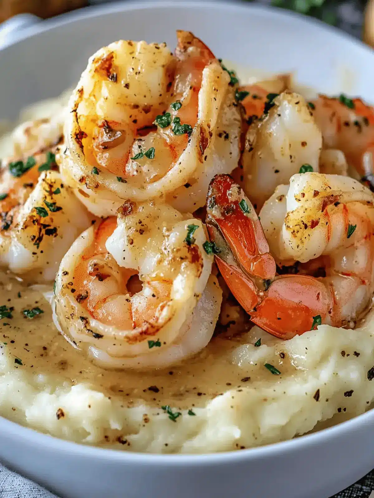 Creamy Garlic Shrimp Over Mashed Potatoes