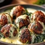 Spinach Garlic Meatballs With Mozzarella