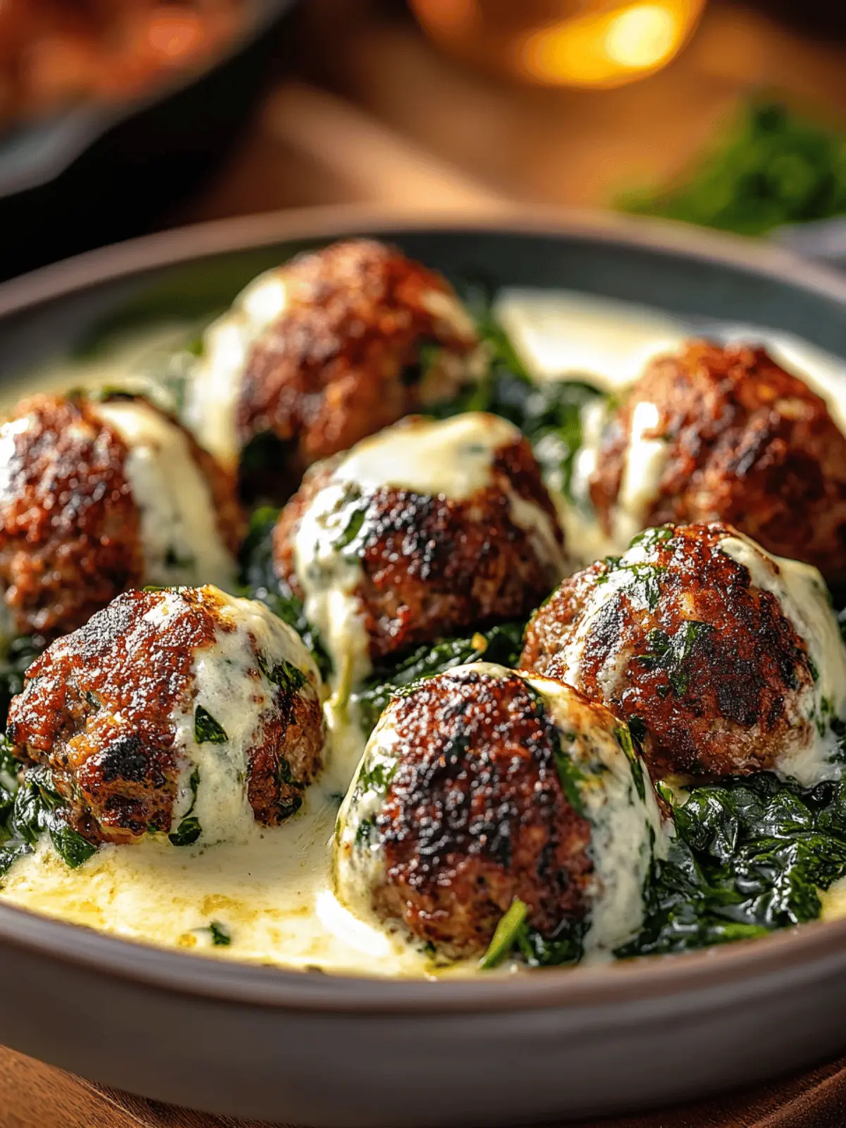 Spinach Garlic Meatballs With Mozzarella