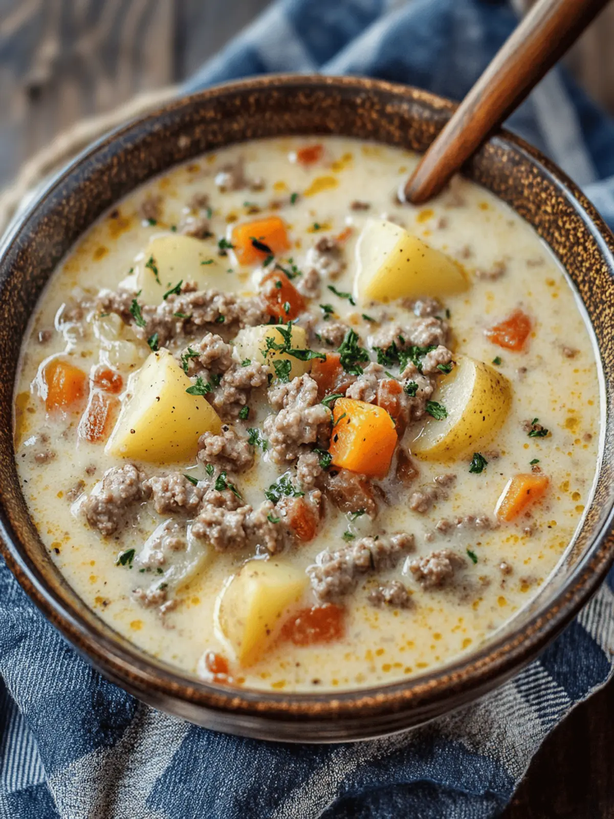 Crockpot Creamy Potato & Hamburger Soup