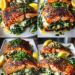 Blackened Salmon Stuffed with Spinach & Parmesan