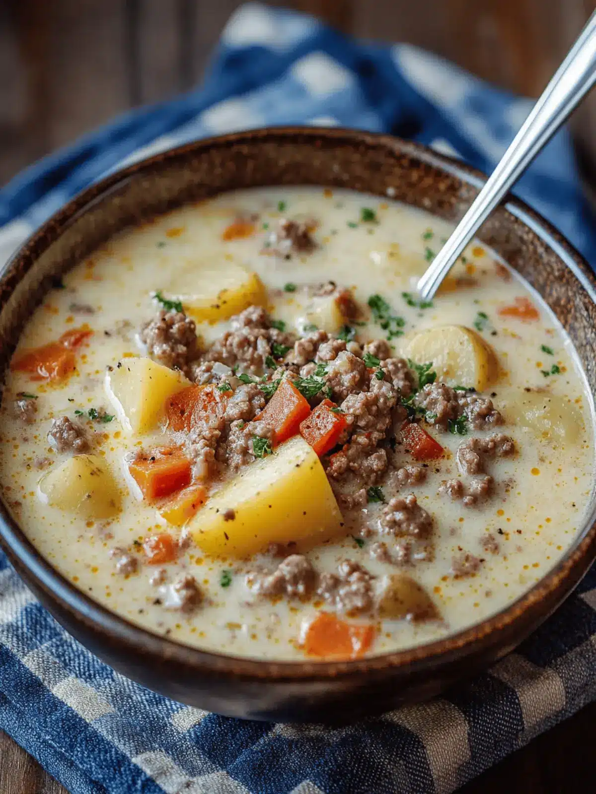 Crockpot Creamy Potato & Hamburger Soup