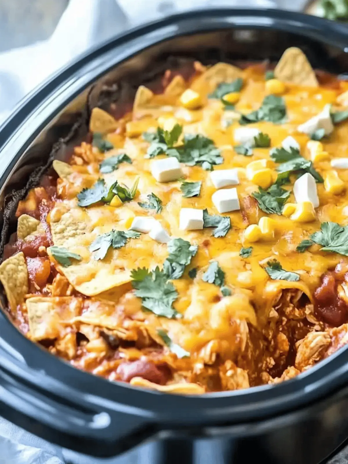 Crockpot Chicken Enchilada Casserole