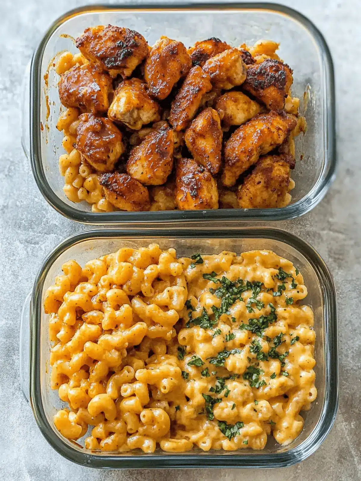 High Protein Honey Garlic Butter Chicken with Mac & Cheese
