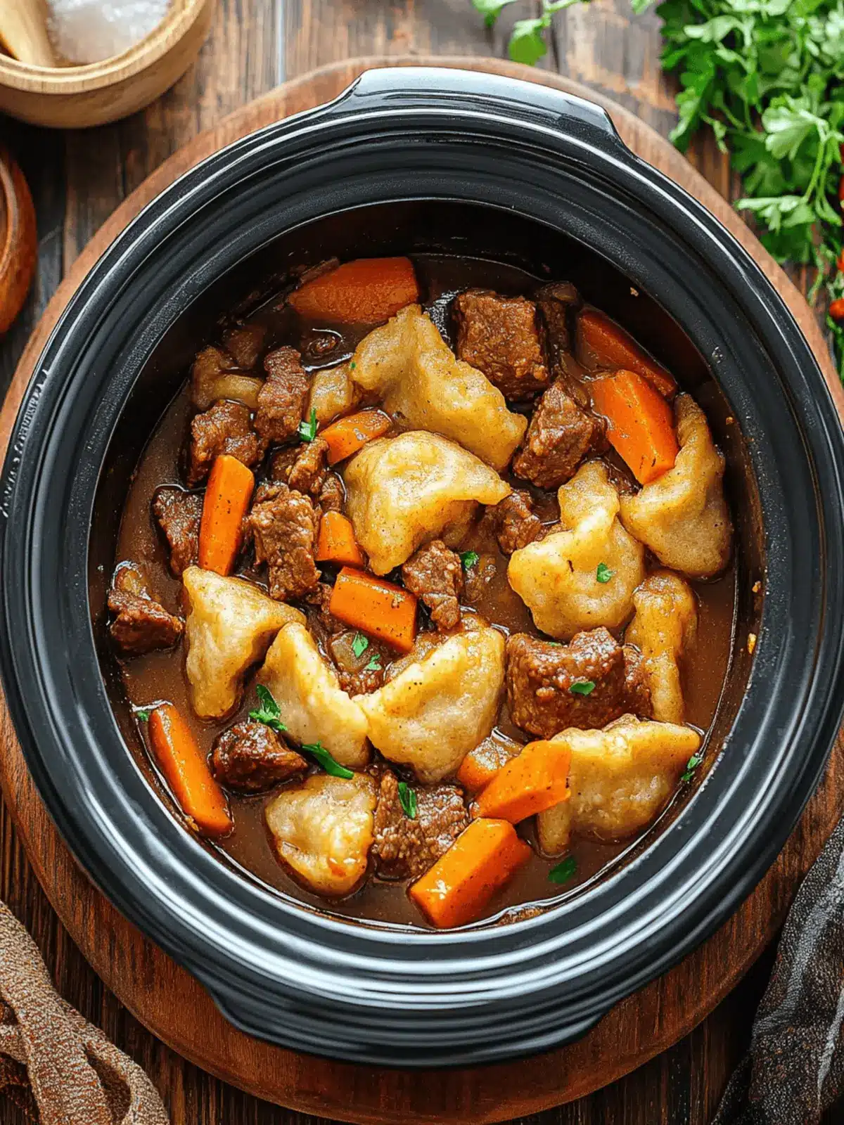 Crock Pot Beef Dumplings
