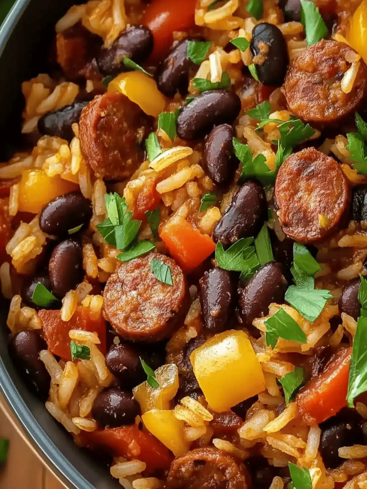 Hearty Black Beans and Rice with Sausage