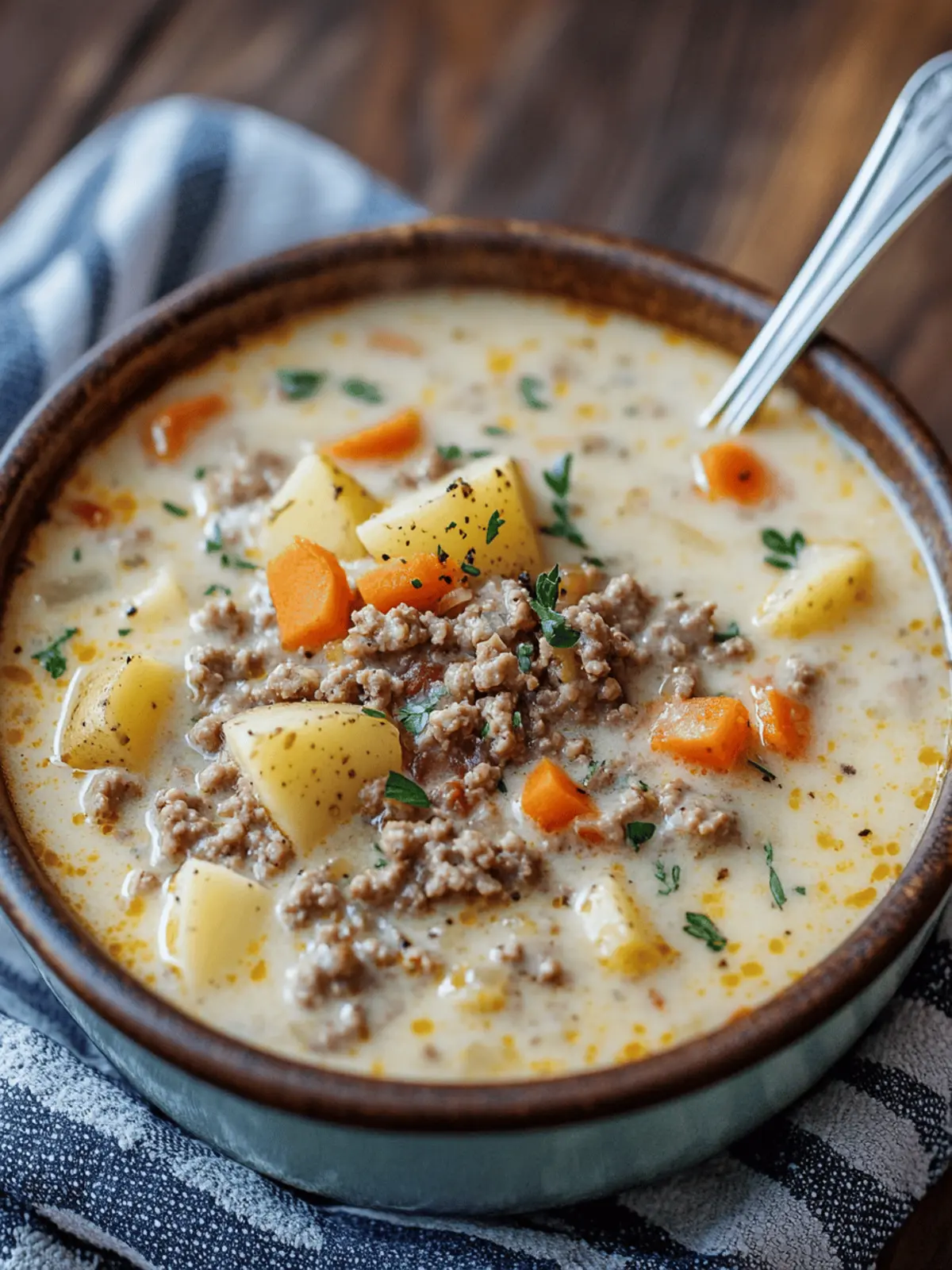 Crockpot Creamy Potato & Hamburger Soup