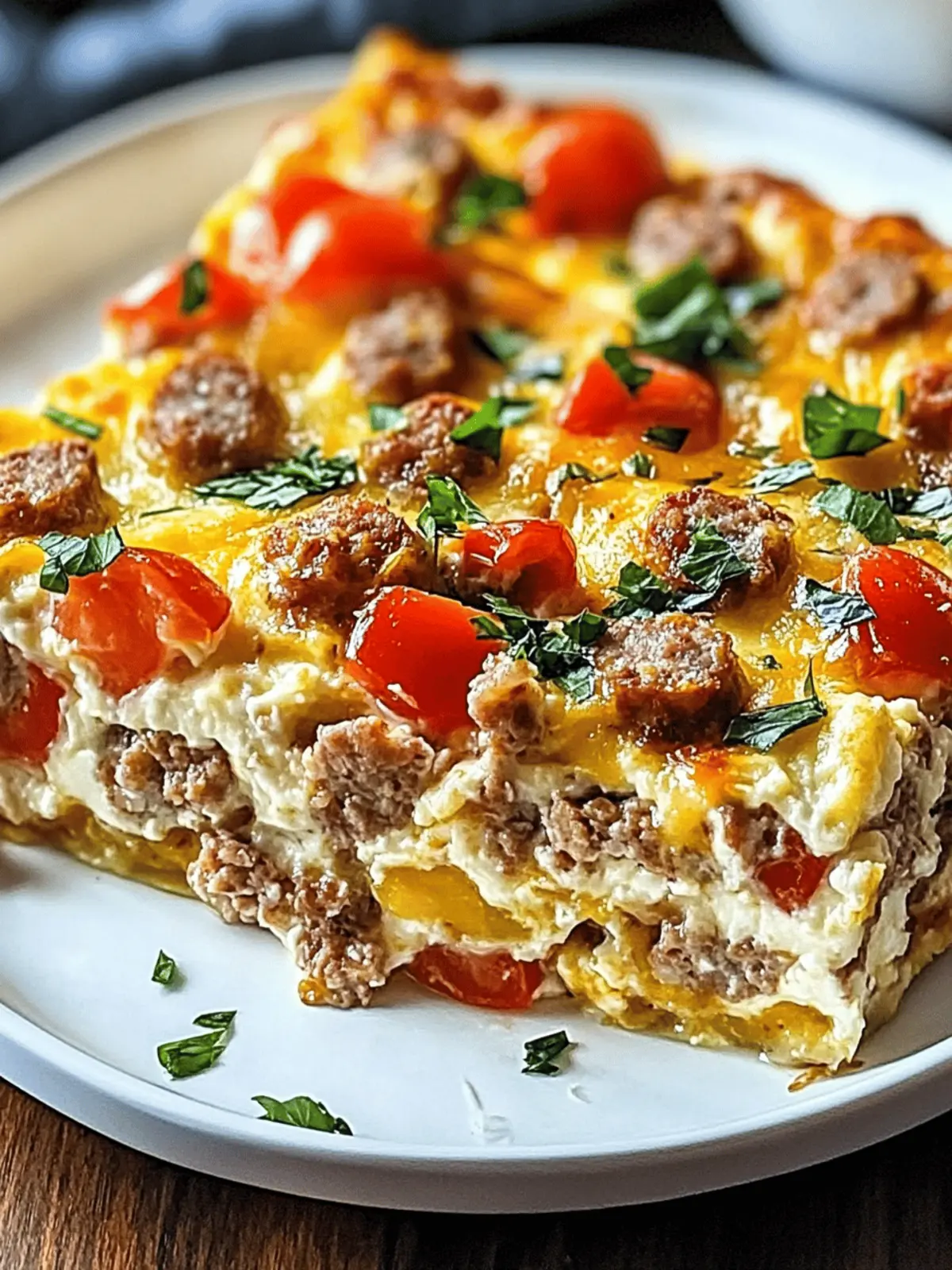 High-Protein Cottage Cheese & Turkey Sausage Breakfast Casserole
