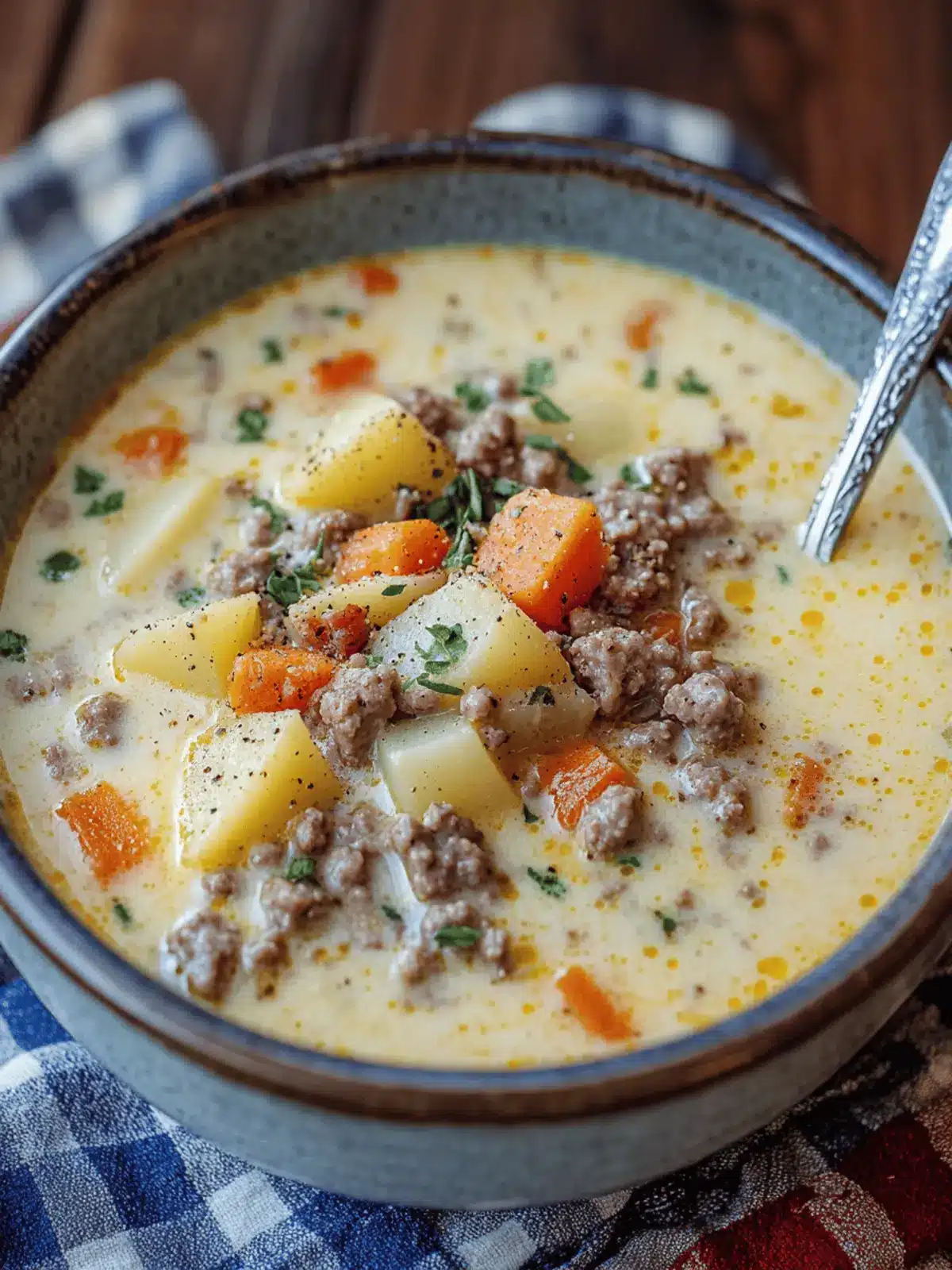 Crockpot Creamy Potato & Hamburger Soup