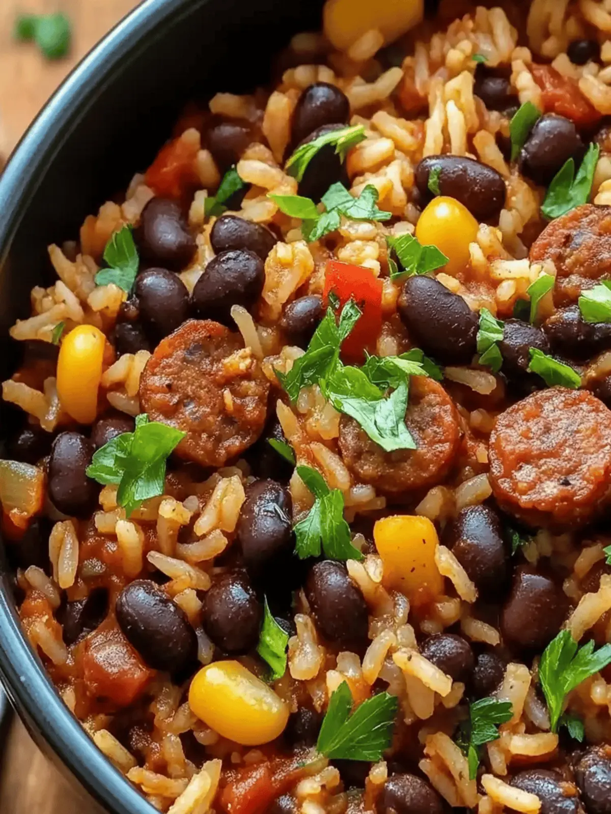 Hearty Black Beans and Rice with Sausage