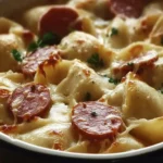 Crockpot Pierogi Casserole with Kielbasa