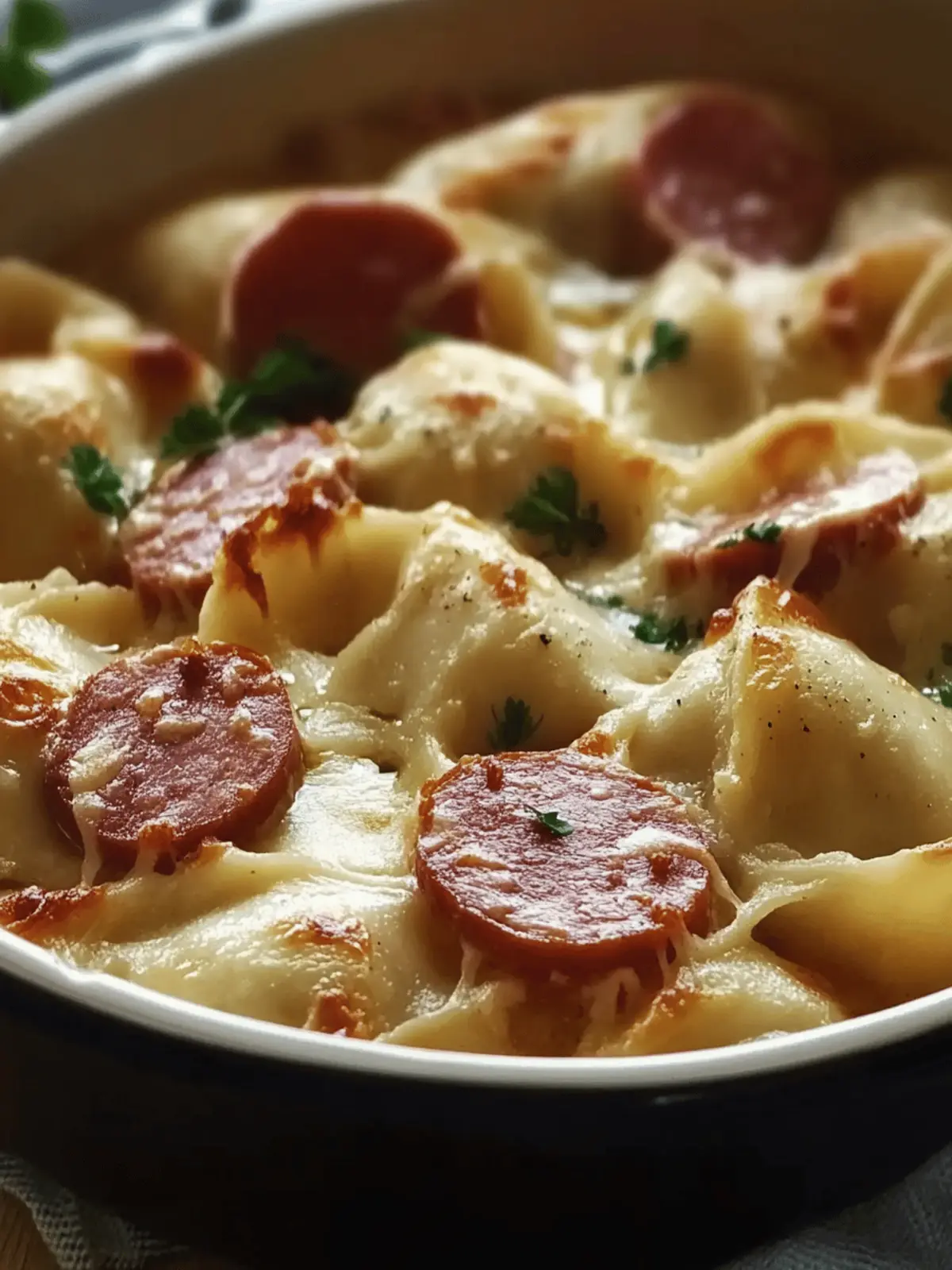 Crockpot Pierogi Casserole with Kielbasa