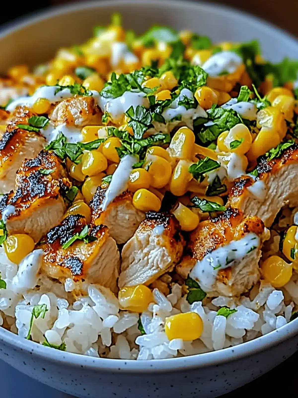 Street Corn Chicken Rice Bowls