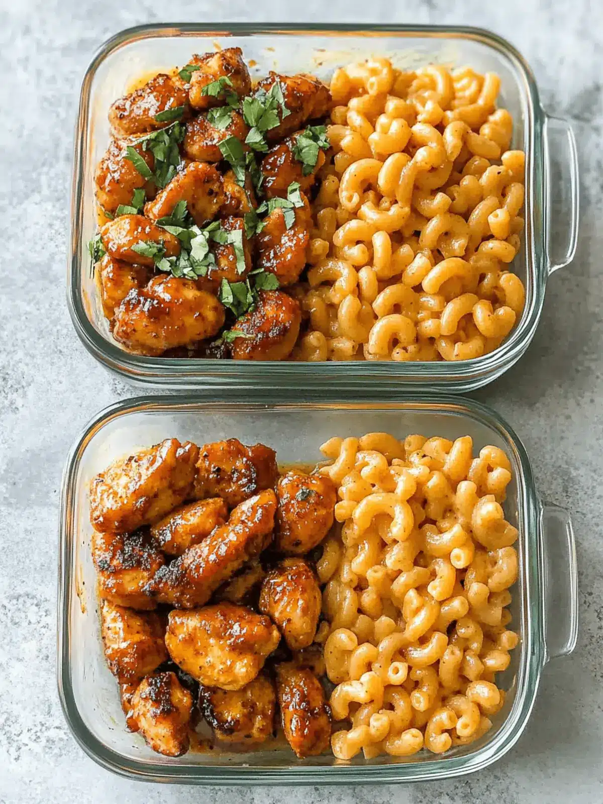 High Protein Honey Garlic Butter Chicken with Mac & Cheese