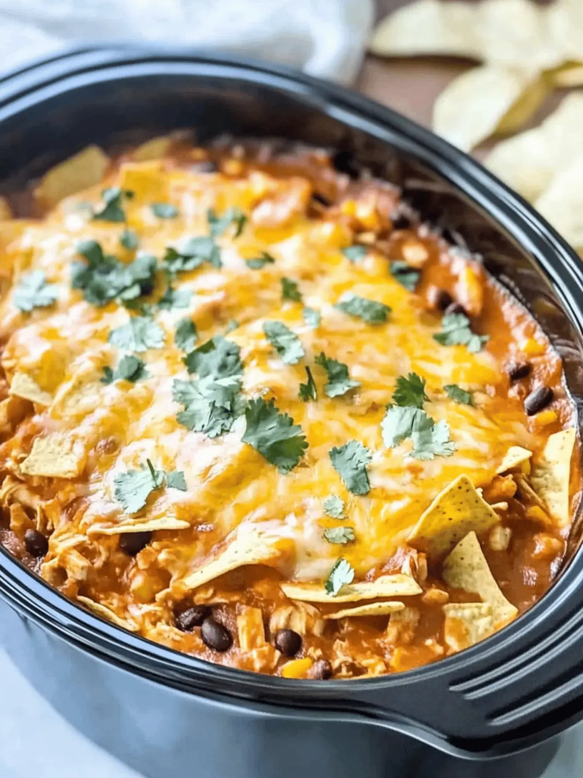 Crockpot Chicken Enchilada Casserole