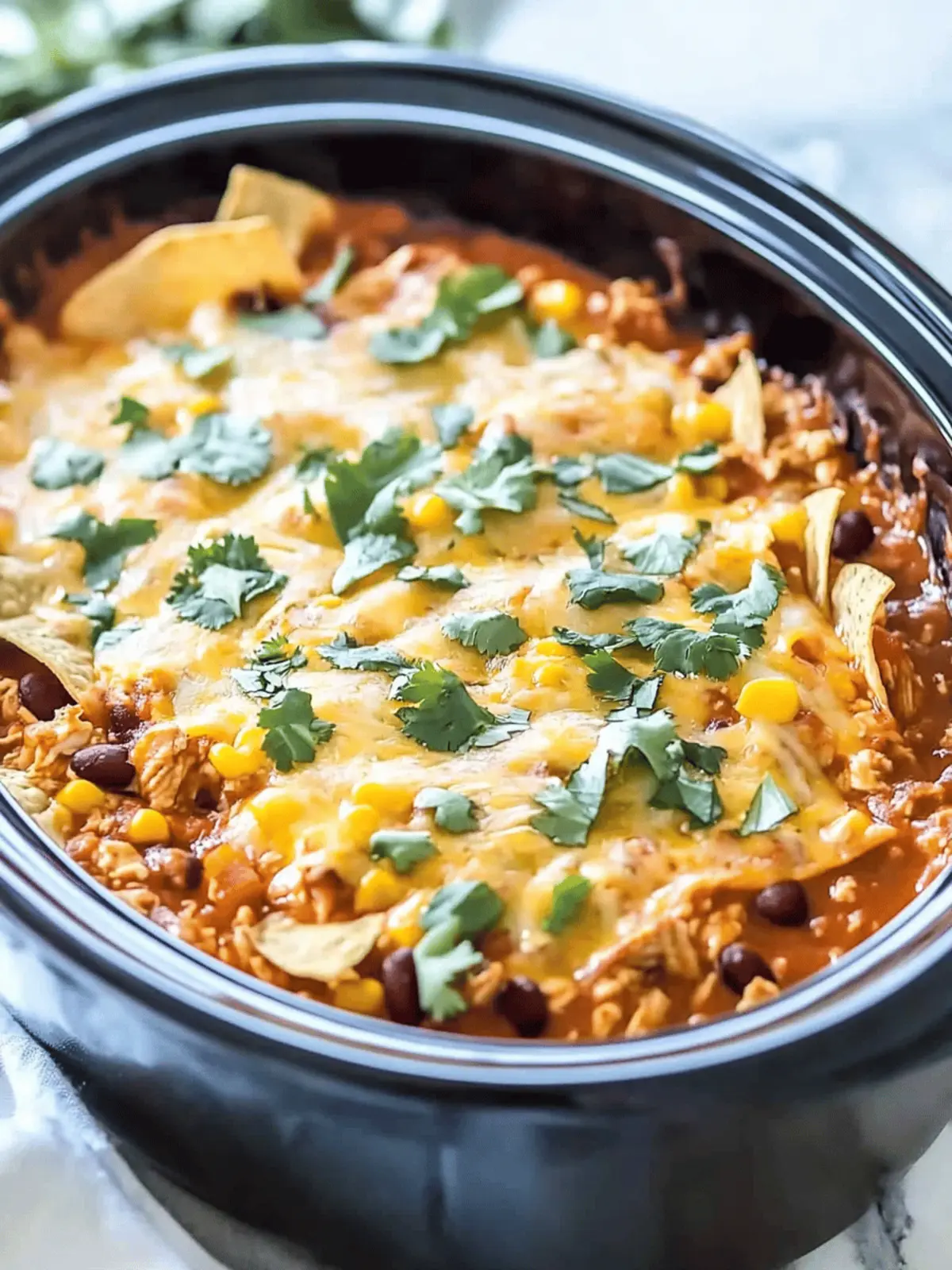Crockpot Chicken Enchilada Casserole