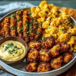 Crispy Chicken Bites & Blackened Cajun Alfredo with Roasted Corn Twists