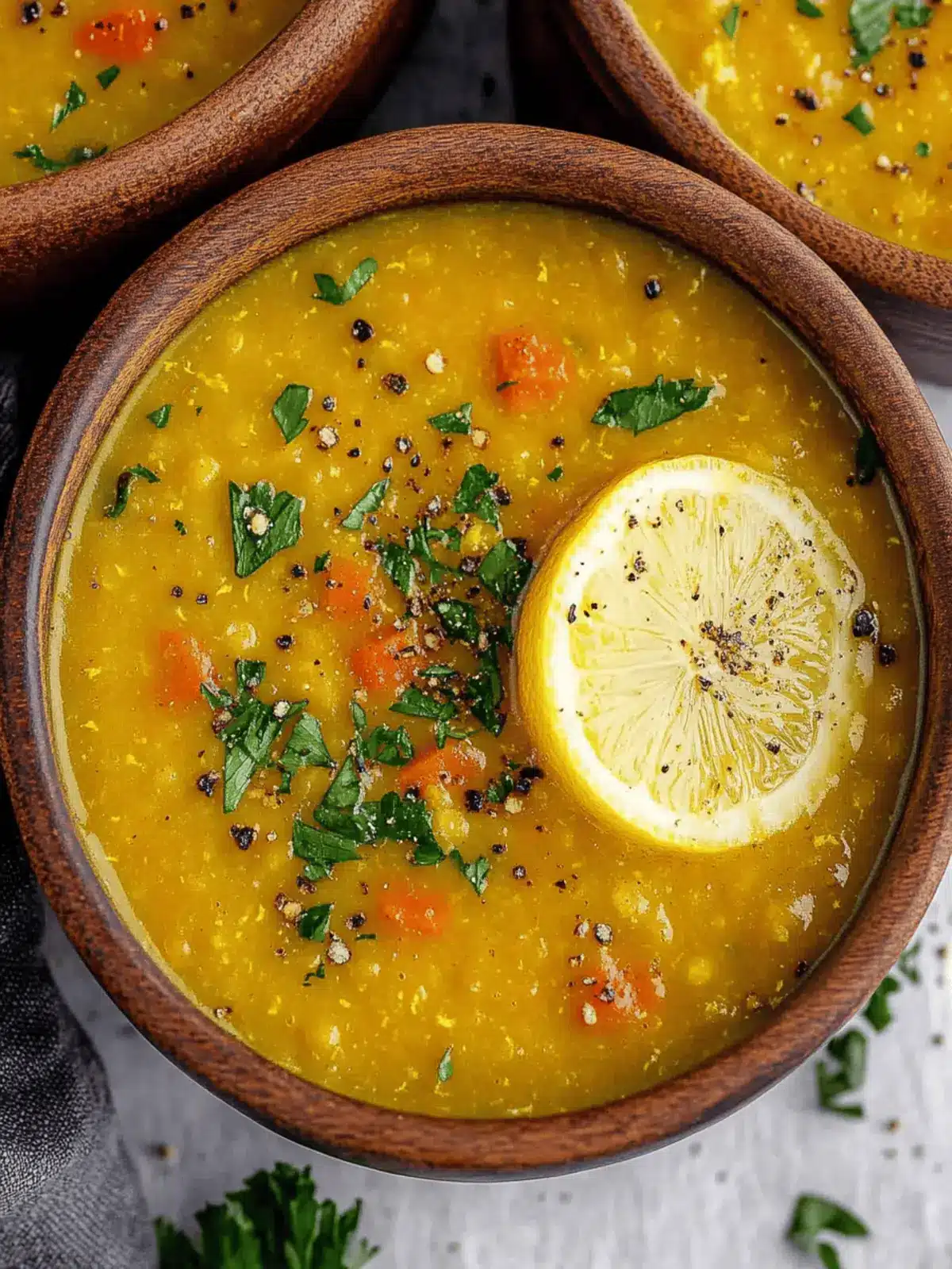 Vegan Lemon Lentil Soup with Turmeric