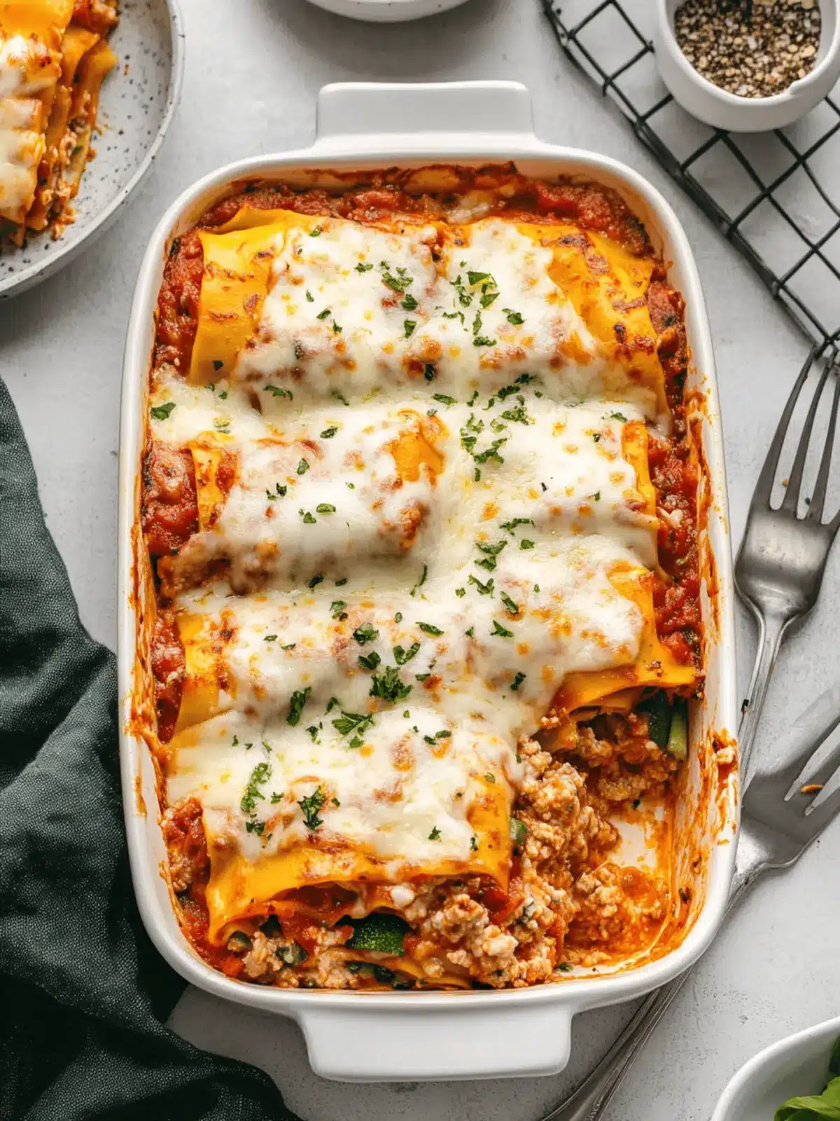 Beef & Veggie Lasagna (with cottage cheese)