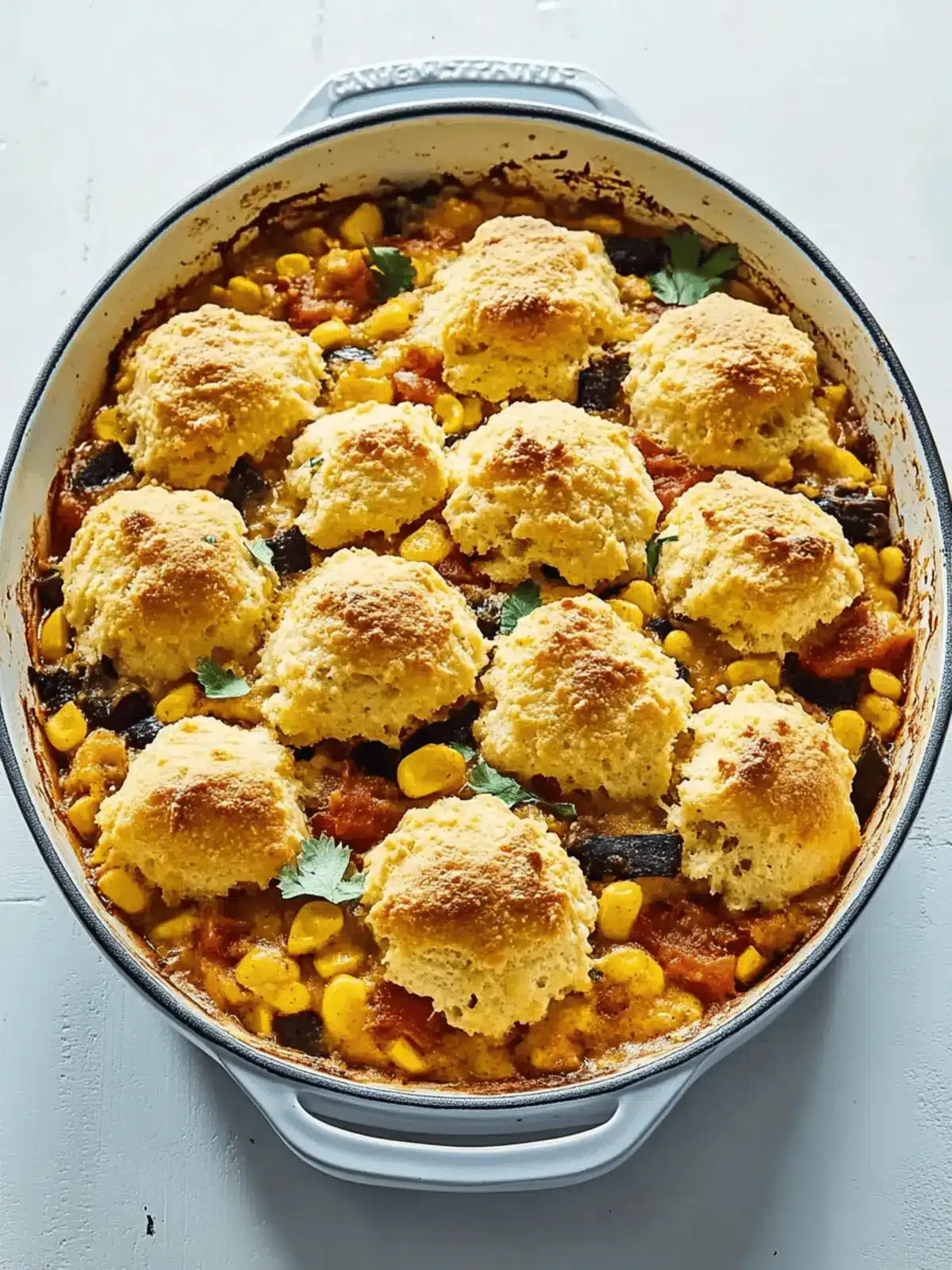 Three Sisters Casserole with Cornmeal Biscuit Topping