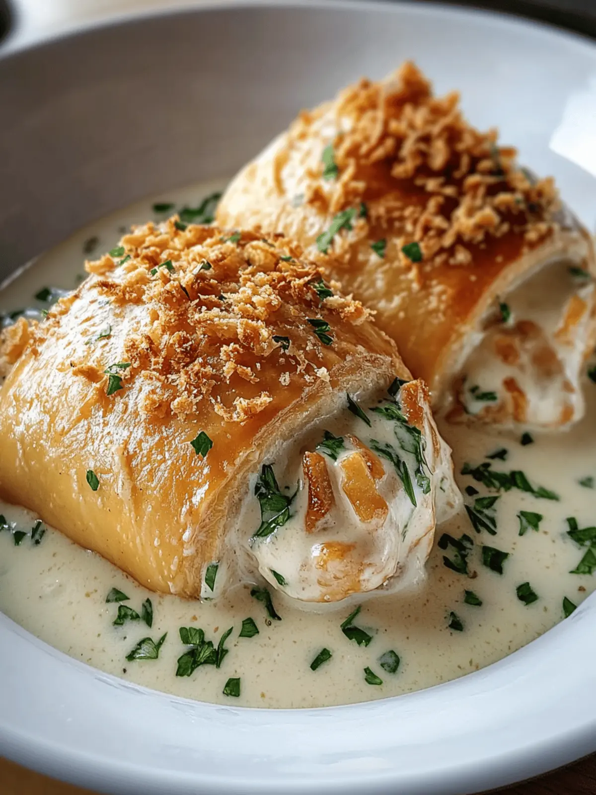 Chicken Pillows with Creamy Parmesan Sauce