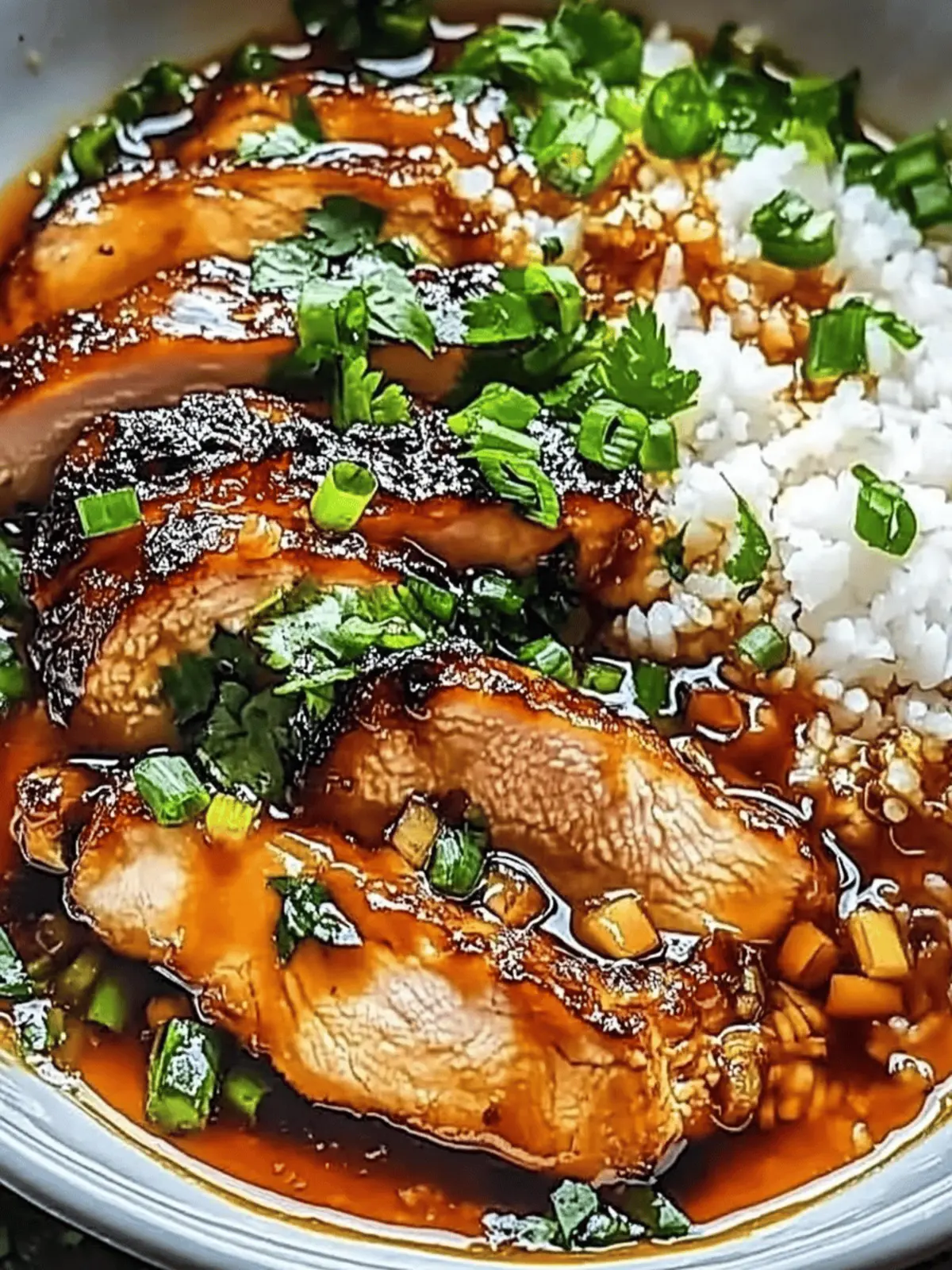 Caramelised Soy Chicken in Garlic Ginger Broth with Rice
