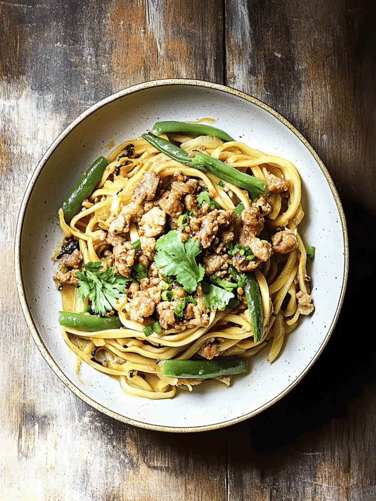 Noodles with Pork and Green Beans