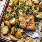 Sheet Pan Dijon Salmon and Panko Potatoes