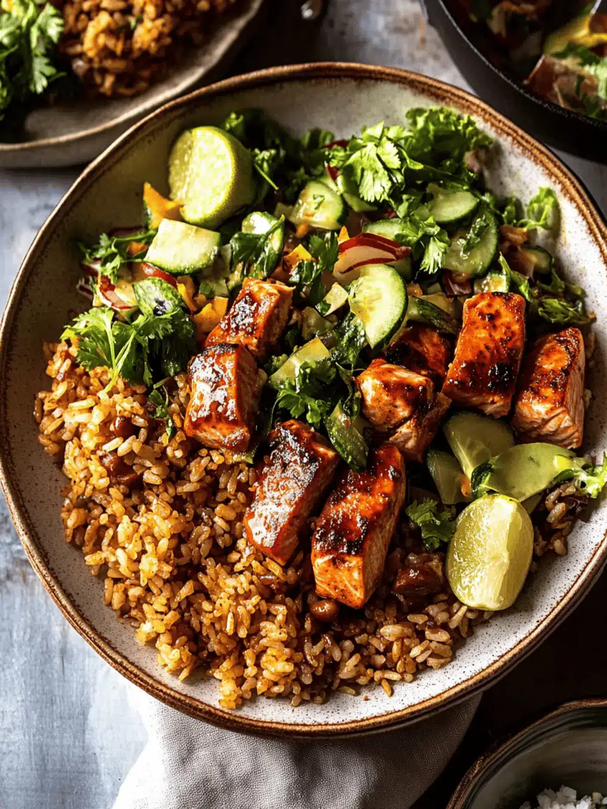 Spicy Chipotle Honey Salmon Rice Salad