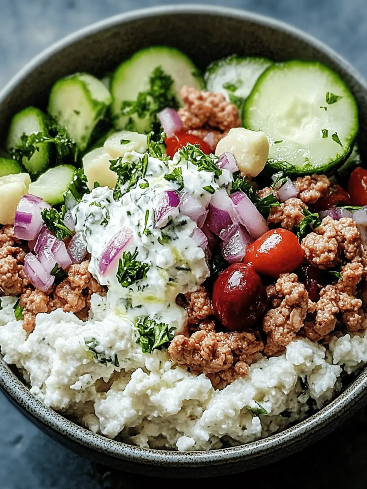 Healthy Greek Ground Chicken Bowls