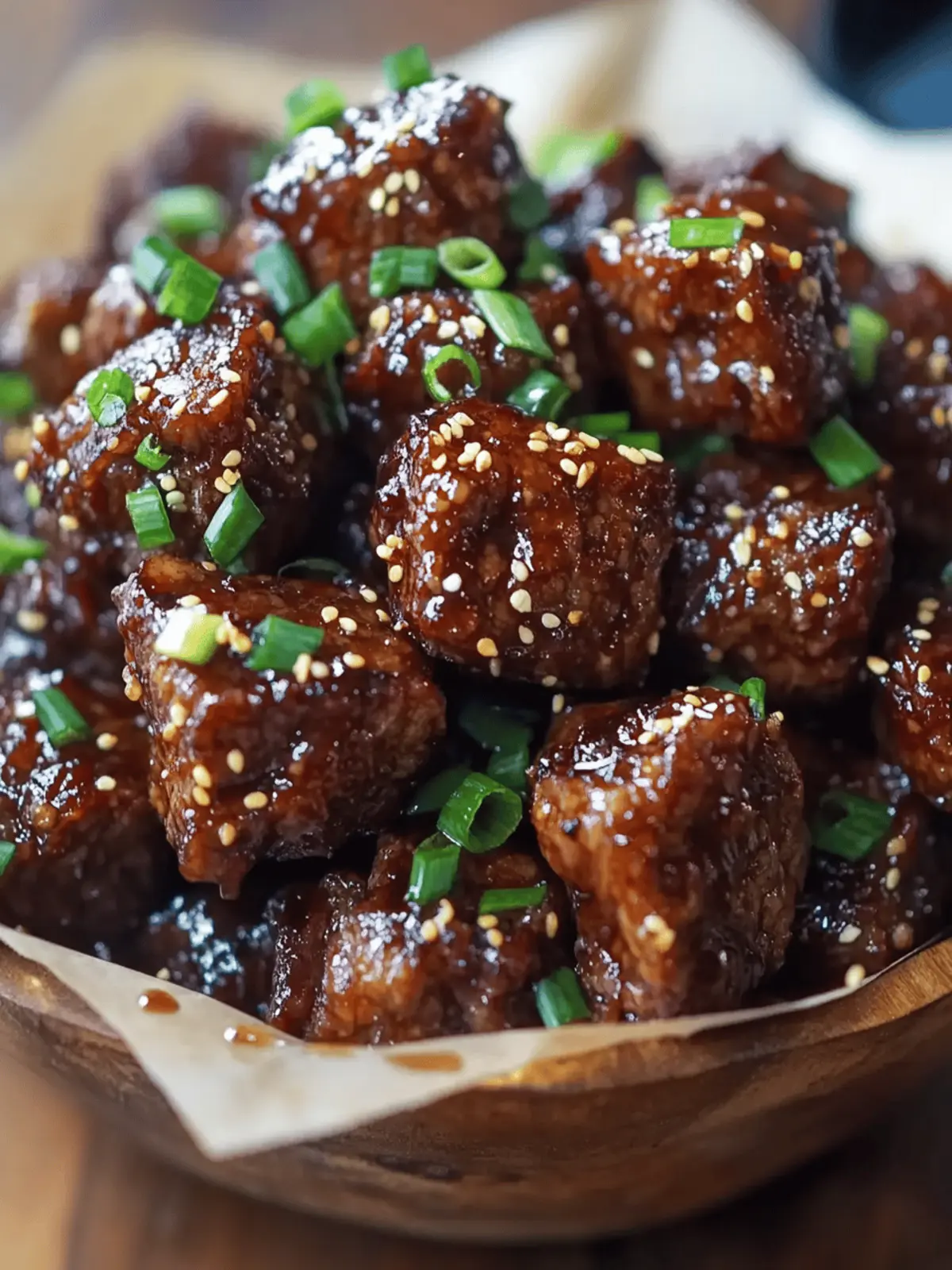 Sweet and Sticky Steak Bites