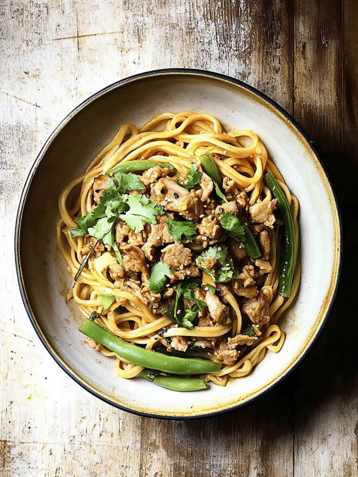 Noodles with Pork and Green Beans