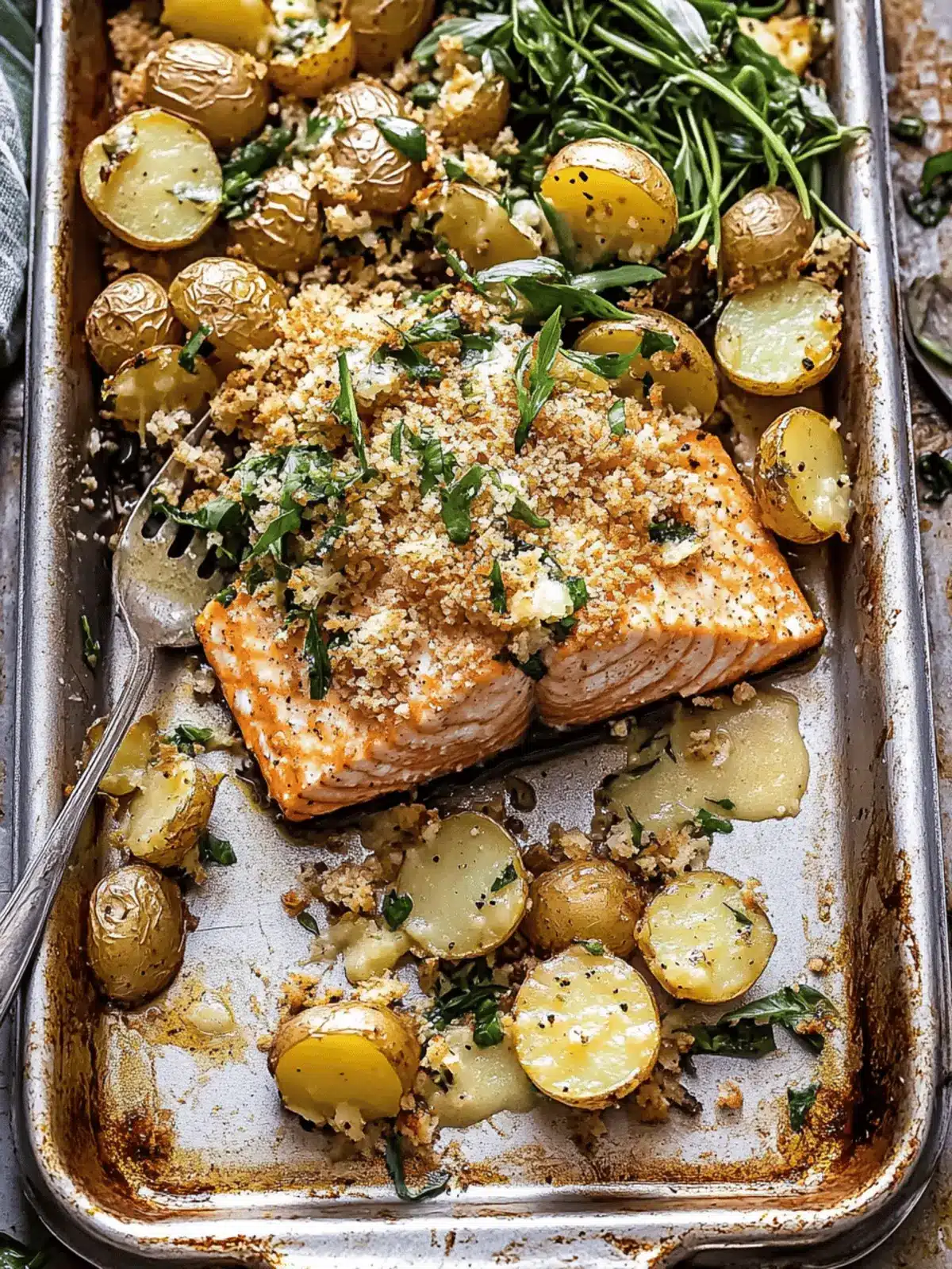 Sheet Pan Dijon Salmon and Panko Potatoes