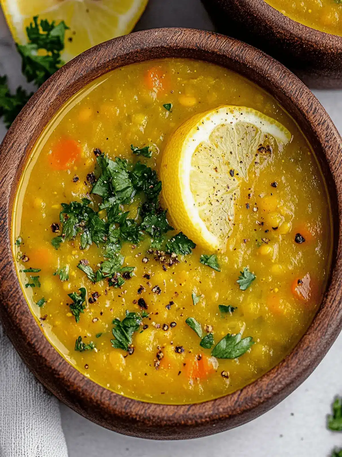 Vegan Lemon Lentil Soup with Turmeric