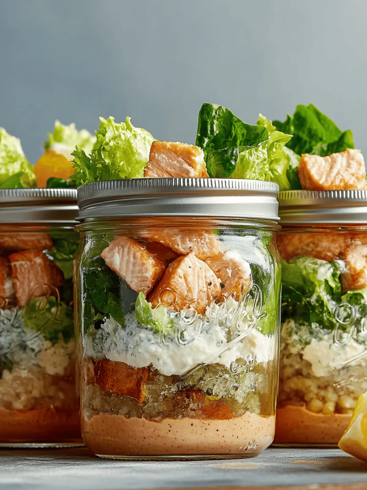 Salmon Caesar Salad Jars